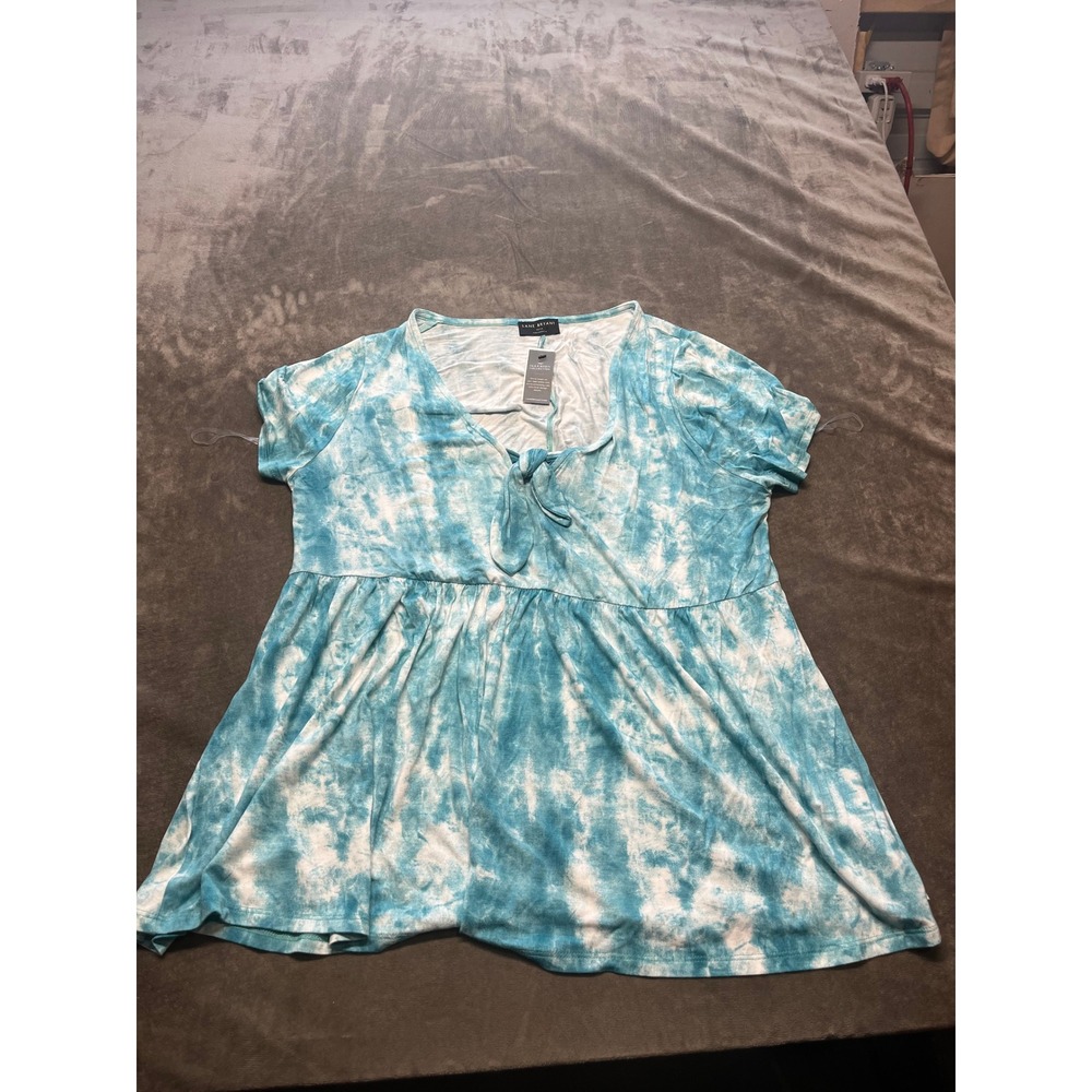 Lane Bryant‎ Plus Size Top 14/16 Blue Tie Dye Illusion Collection Babydoll